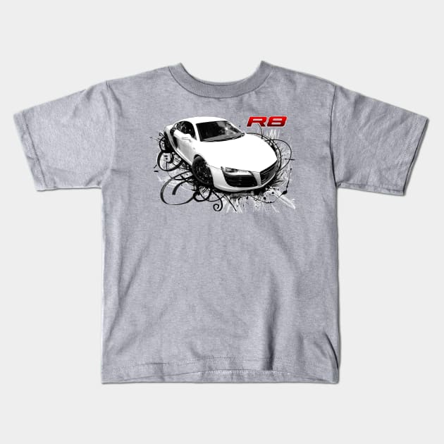 Audi R8 in swirls Kids T-Shirt by CoolCarVideos